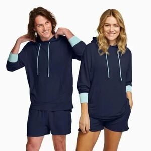 Jambys House Hoodie Navy Blue Teal Size 3xl Modal Loungewear Sleepwear cozy
